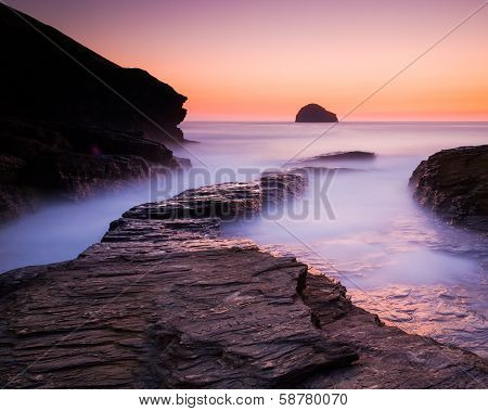 Sunset At Trebarwith Strand Cornwall