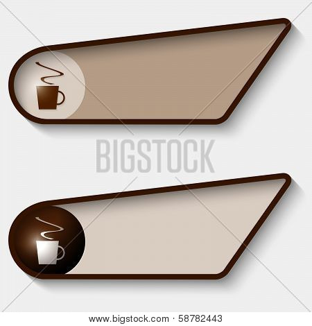 Set Of Two Brown Box For Text And Cup Of Coffee