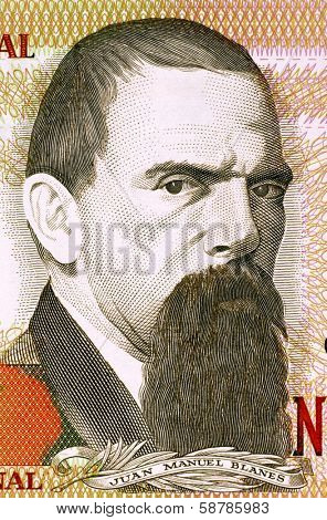 URUGUAY - CIRCA 1989: Juan Manuel Blanes (1830-1901) on 2000 Nuevos Pesos 1989 Banknote from Uruguay. Uruguayan painter of the Realist school.