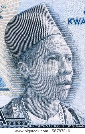 MALAWI - CIRCA 2012: Inkosi Ya Makhosi Philip Gomani II (1893-1954) on 50 Kwacha 2012 Banknote from Malawi.