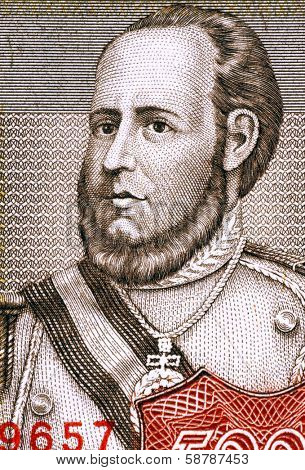 BOLIVIA - CIRCA 1984: Jose Ballivian (1805-1852) on 5000 Pesos Bolivianos 1984 Banknote from Bolivia. Bolivian general during the Peruvian-Bolivian War and the 11th president of Bolivia.