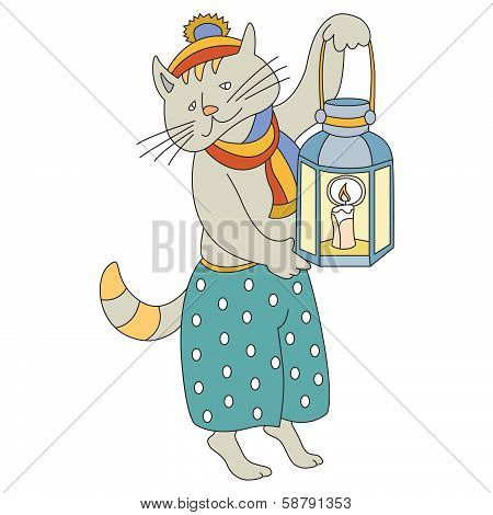 cat and lamp