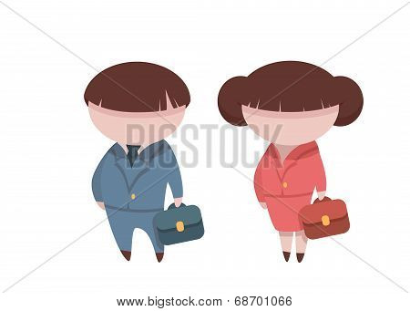 Vector illustration of bisinessman and bisinesswoman in flash style