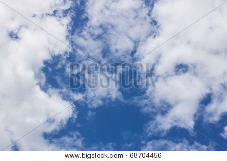 Clear Blue Sky In The With Fluffy Clouds Texture
