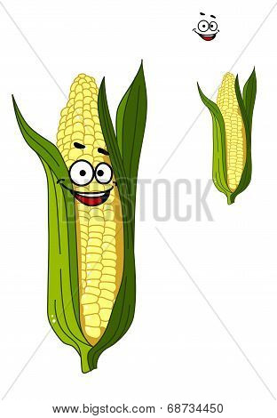 Cheerful smiling cartoon corn vegetable