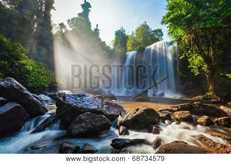 Tropical waterfall Phnom Kulen, Cambodia