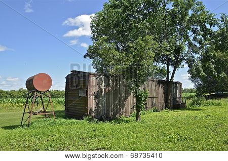 Railroad Boxcar and Fuel Tank