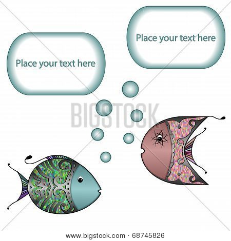 Two fishes with dialogue windows