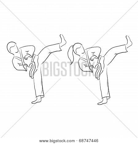 Karate doodle (man and woman)