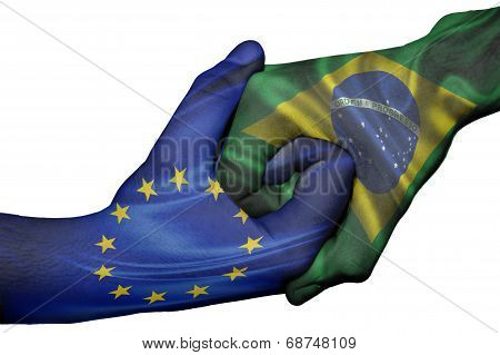 Handshake Between European Union And Brazil