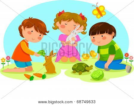kids and animals