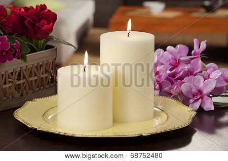 Still Life Of Home Lighting Candles