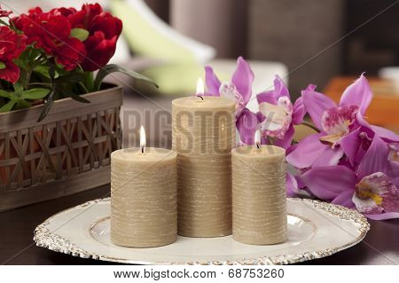 Still Life Of Home Lighting Candles