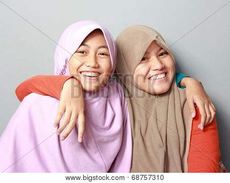 Two Young Muslim Girl Best Friend
