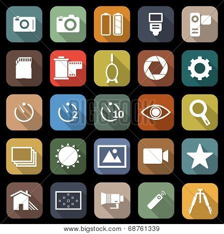 Camera Flat Icons With Long Shadow
