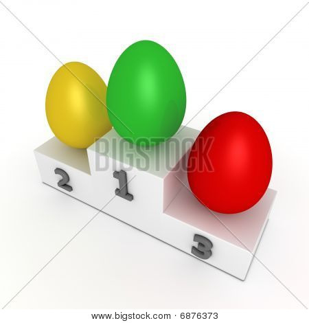 Overwinning Podium - eieren In groen, geel, rood