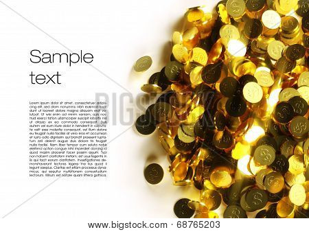 3D Image Of Coins With White Background