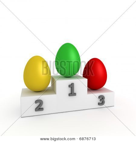 Overwinning Podium - eieren In groen, geel, rood