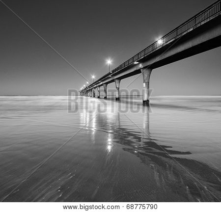 Black and White Seascape and Pier