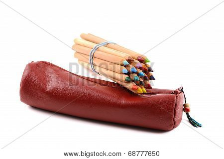 Red Sleeve With Color Pencils