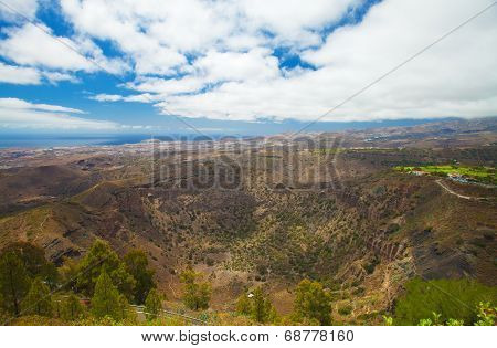 Gran Canaria, Aerial View West From Pico De Bandama