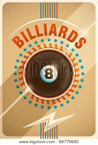 Conceptual billiards poster design. Vector illustration.