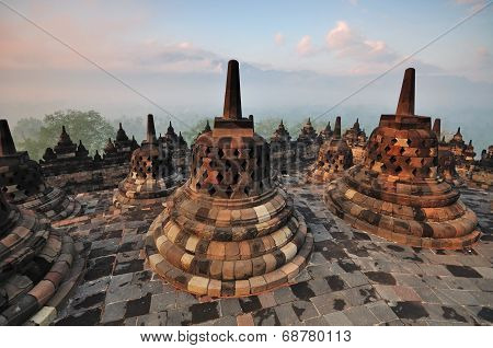 Foggy Sunrise at Borobudur temple