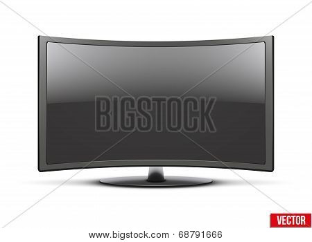 Frontal View Of Curved Widescreen Led Or Lcd Tv Monitor
