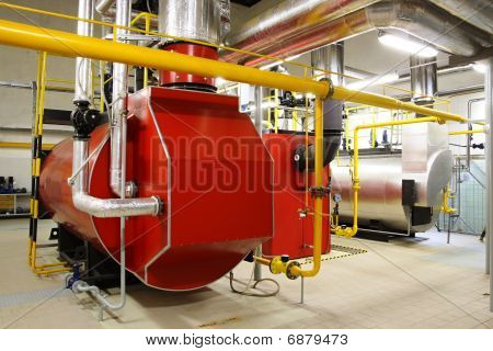Calderas de gas en la sala de calderas de Gas