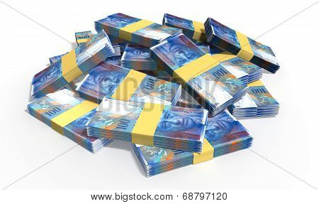 Swiss Franc Notes Scattered Pile