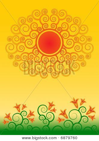 抽象的阳光和鲜花