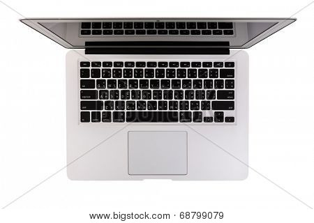 Top view of modern laptop