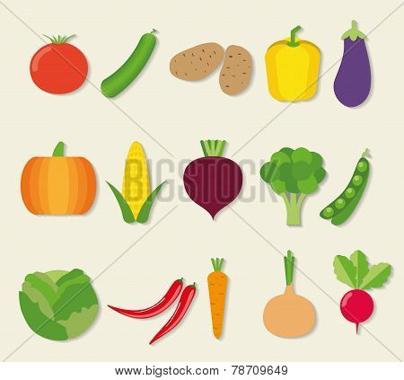 Vegetable Icon Set. The Image Of Vegetables Symbol