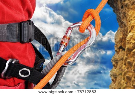 Climber Climbing A Rope