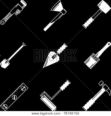 White vector icons for woodwork tools