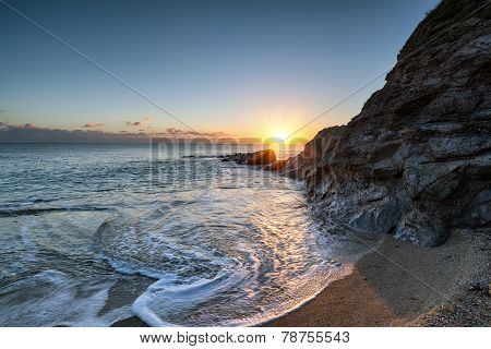Sunset On A Cornish Beach
