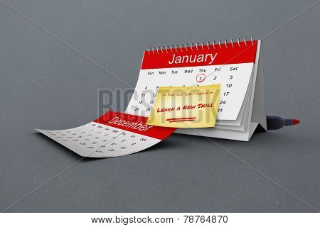 Composite image of new years resolutions on january calendar