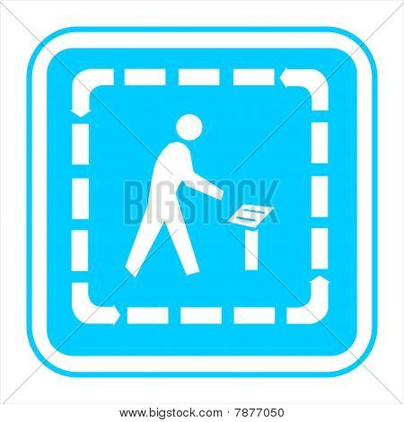 Blauw bord op een witte achtergrond