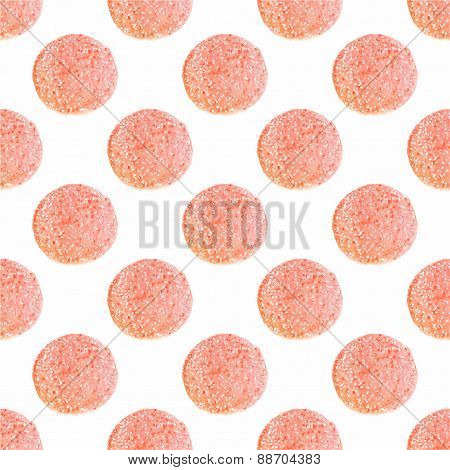 Watercolor seamless pattern with textured foosball ball on the white background, aquarelle. Vector i