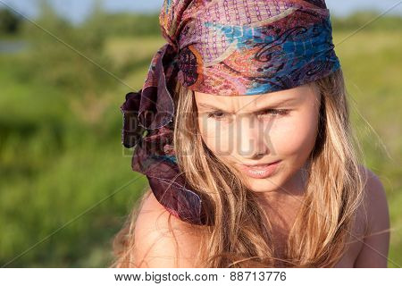 Portrait Of Beautiful Girl With Long Hair