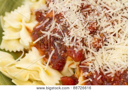 Italian Pasta Dinner Served With Wine And Bread