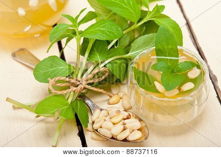 Arab Traditional Mint And Pine Nuts Tea