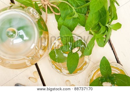 Arab Traditional Mint And Pine Nuts Tea