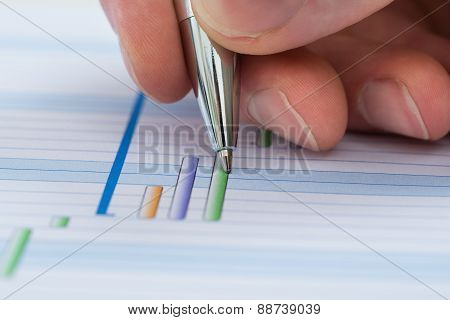 Hand With Pen Over Gantt Diagram