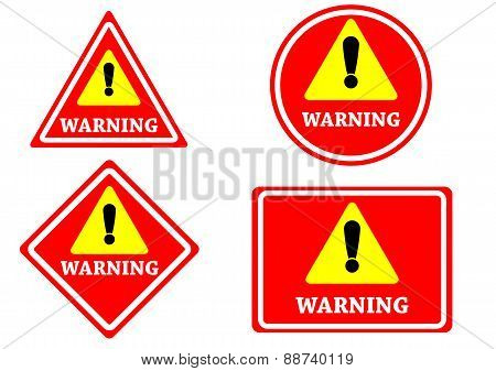 Sign Warning Red Color Isolated