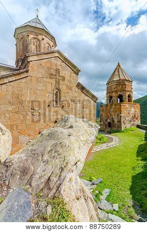 Ancient church on Mount Kazbek in Georgia