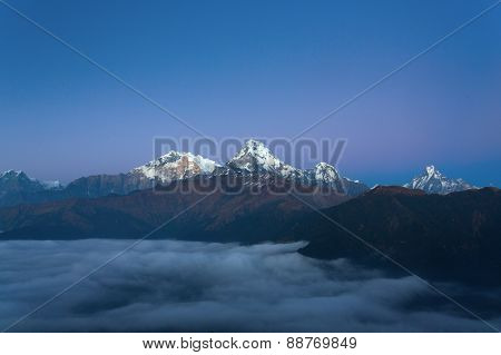 Annapurna I Himalaya Mountains View From Poon Hill 3210M At Sunset