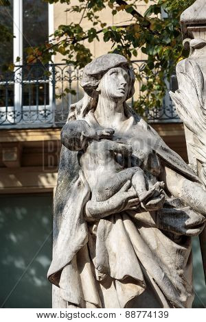 Paris - Sorbonne Square. Monument of Auguste Comte french philosopher