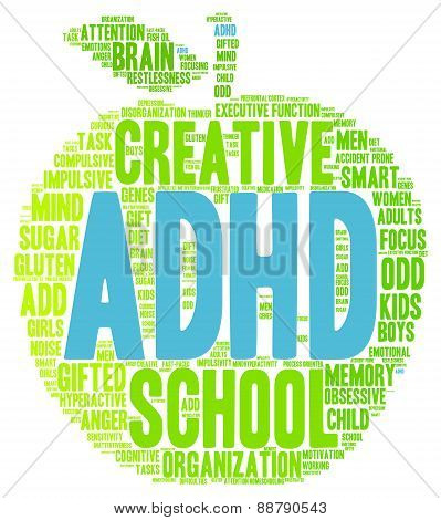 ADHD Apple Shaped Word Cloud