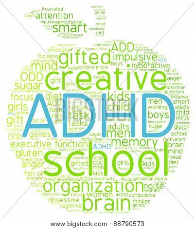 ADHD Apple Shaped Word Cloud